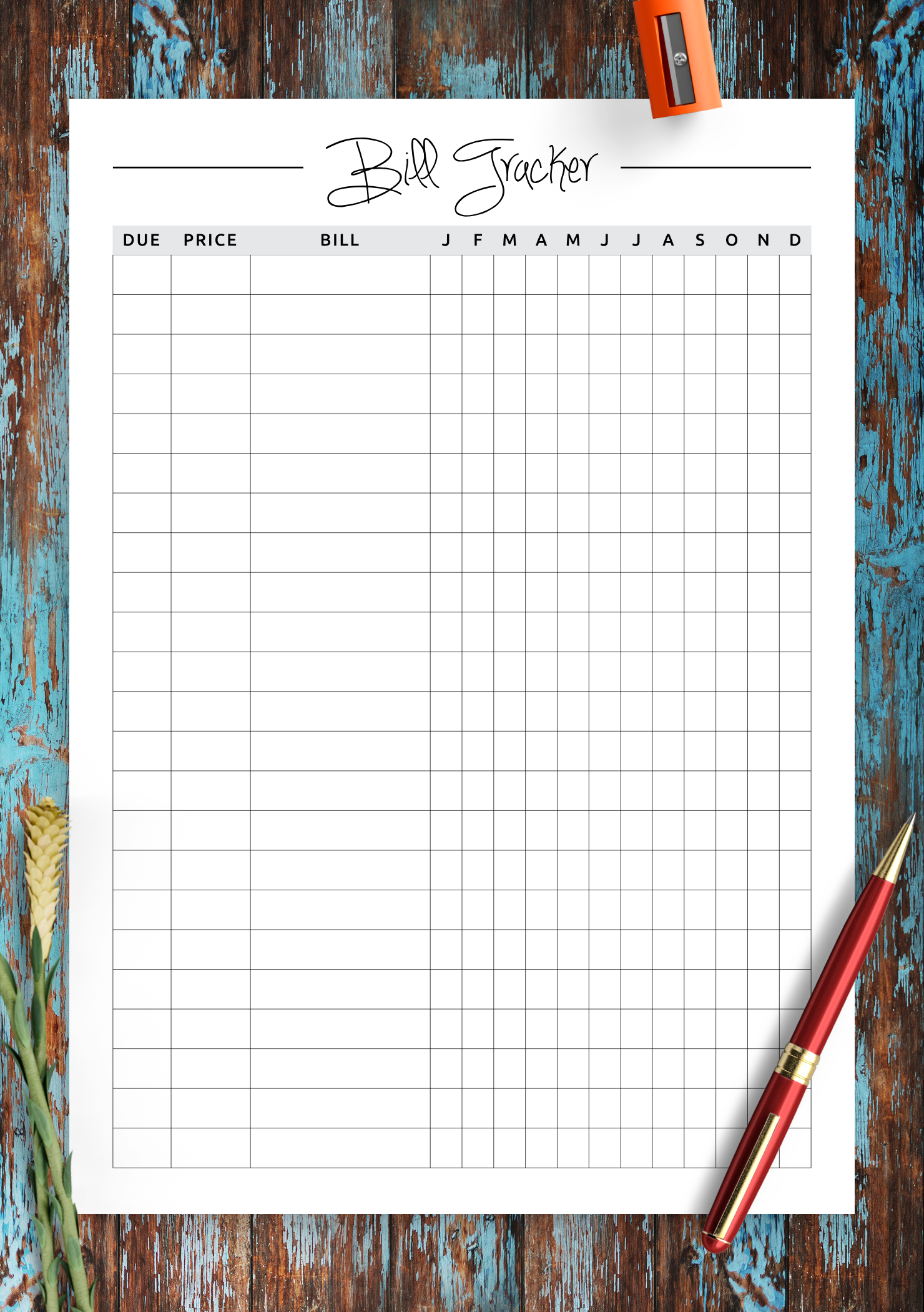 Download Printable Square Grid Monthly Bill Tracker Pdf within Pdf Free Printable Bill Tracker