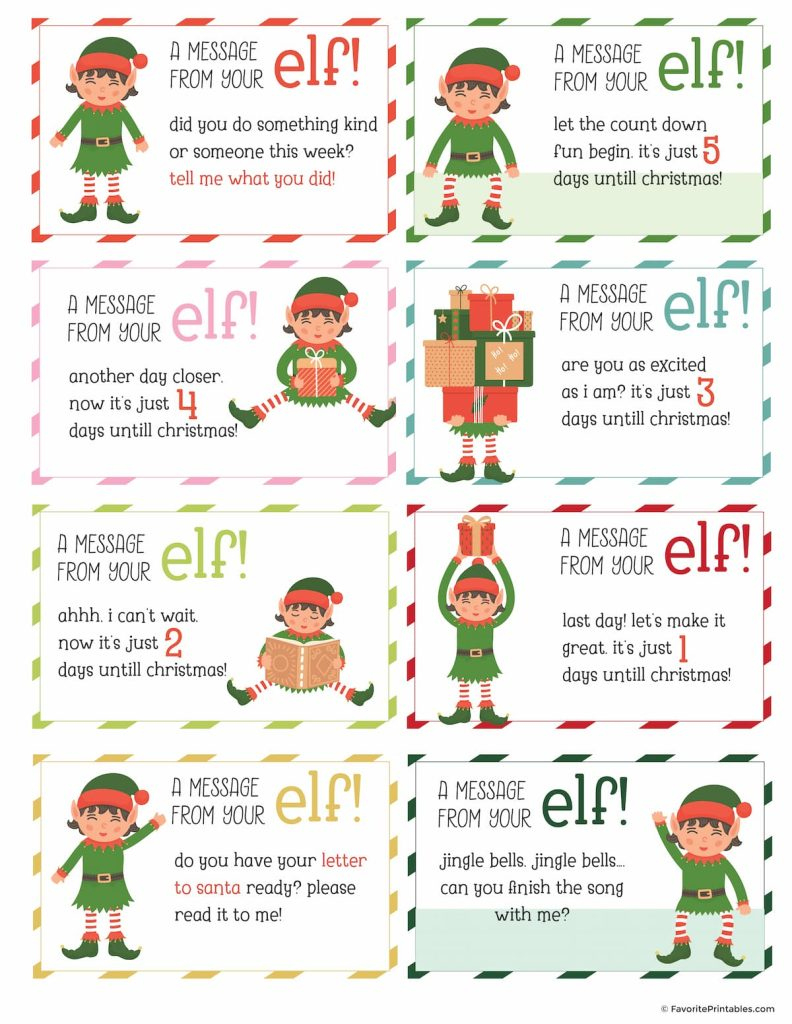 Elf On The Shelf Notes And Jokes, Free Printable Set Of 24 Cards intended for Elf On The Shelf Printables