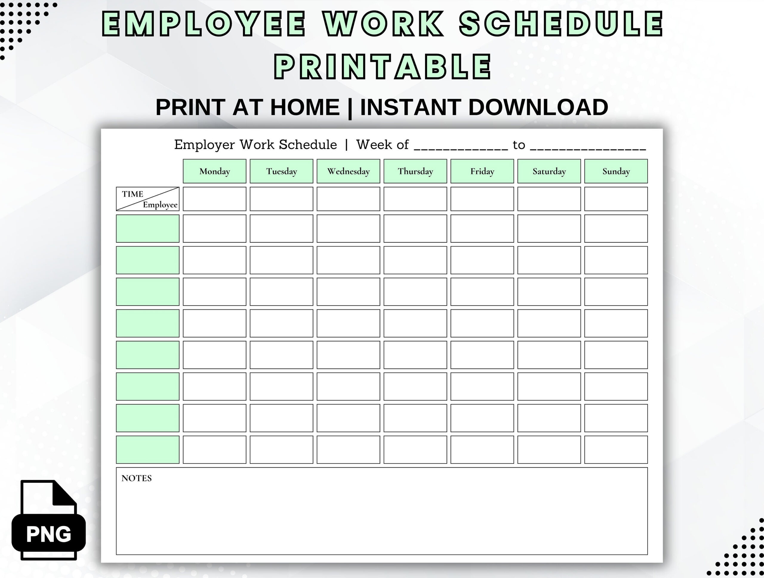 Employee Work Schedule Printable: Weekly Staff Shift Template (Pdf throughout Printable Weekly Work Schedule Template