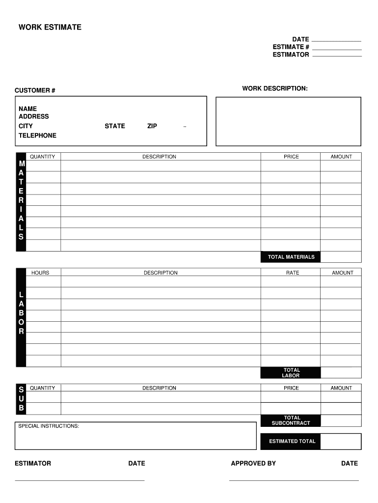 Estimate Template Free Download Pdf: Fill Out &amp;amp; Sign Online | Dochub with Blank Free Printable Estimate Forms