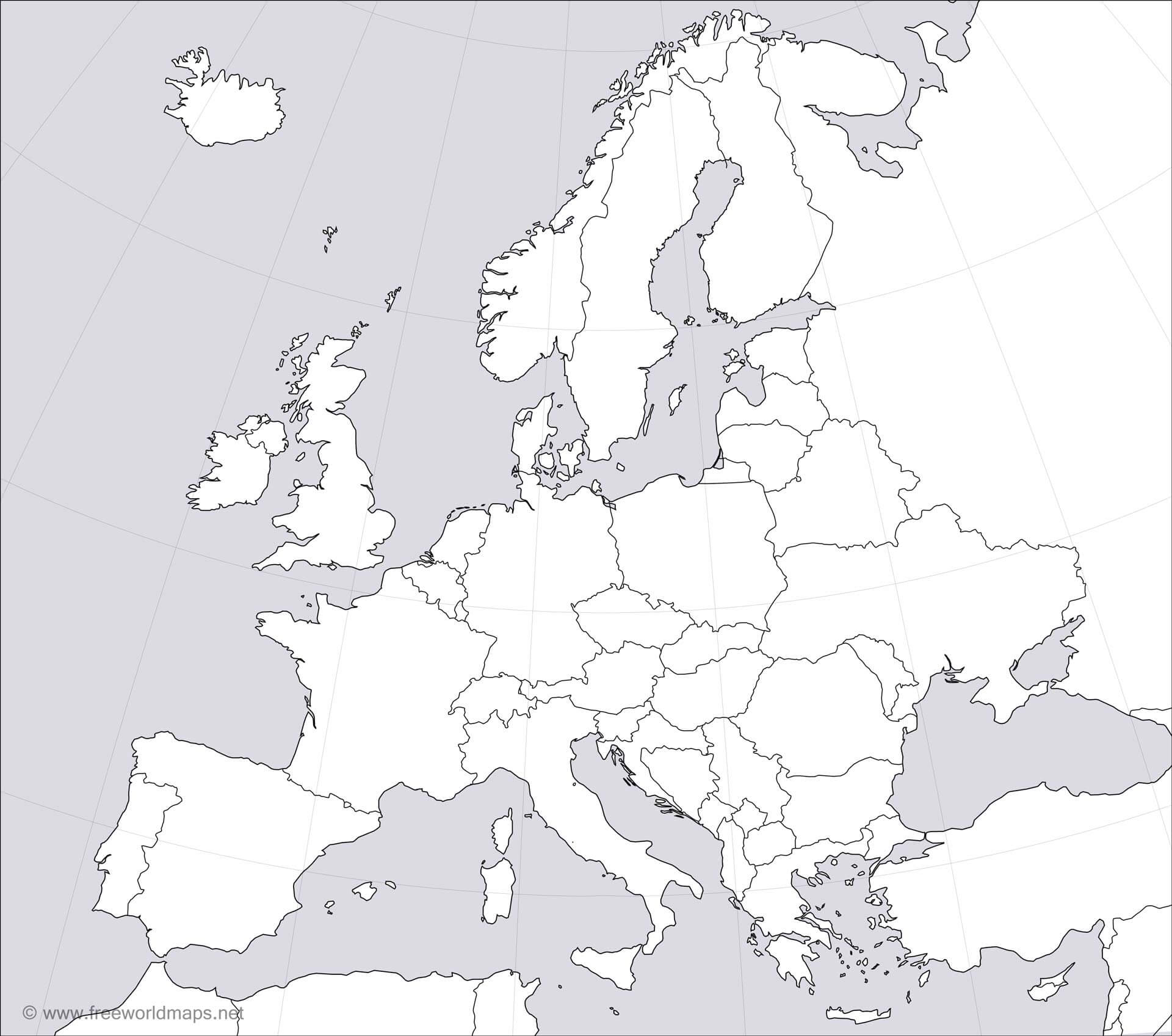 Europe Blank Map within Blank Map Of Europe Printable