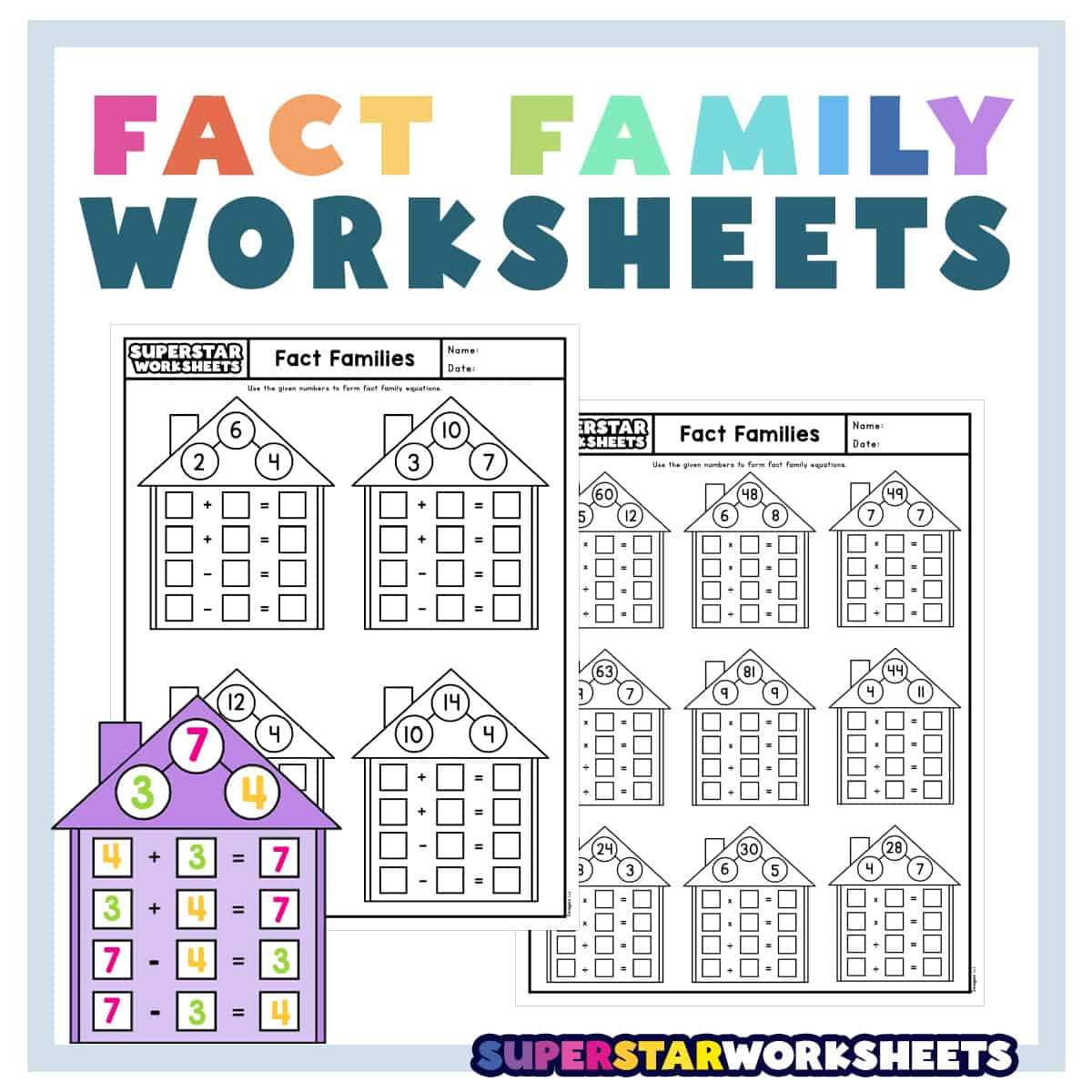 Fact Family Worksheets - Superstar Worksheets inside Free Printable Fact Family Worksheets