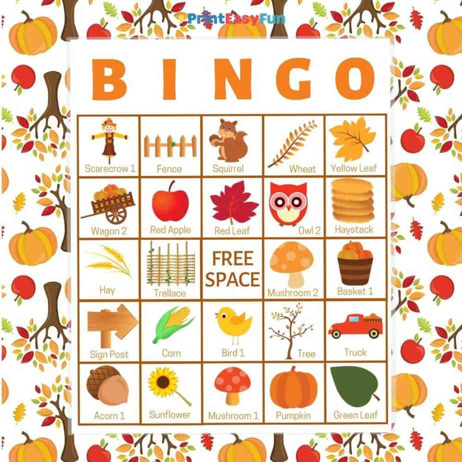 Fall Bingo Cards Free Printable - Printable Party Favors in Free Printable Autumn Bingo Cards