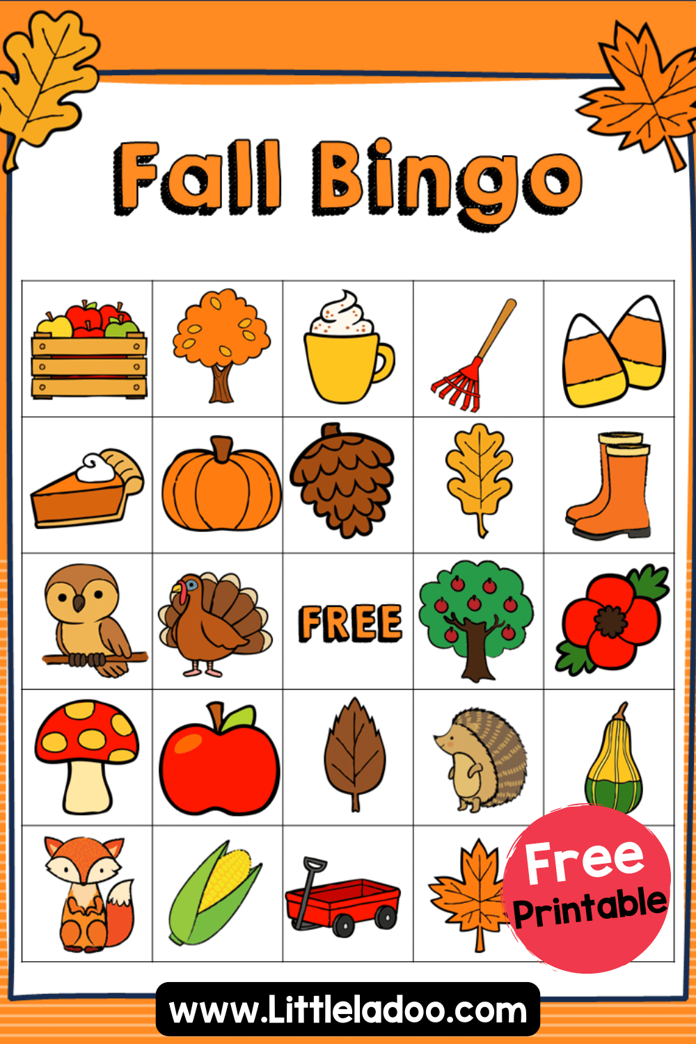 Fall Bingo {Free Printable} intended for Free Printable Autumn Bingo Cards