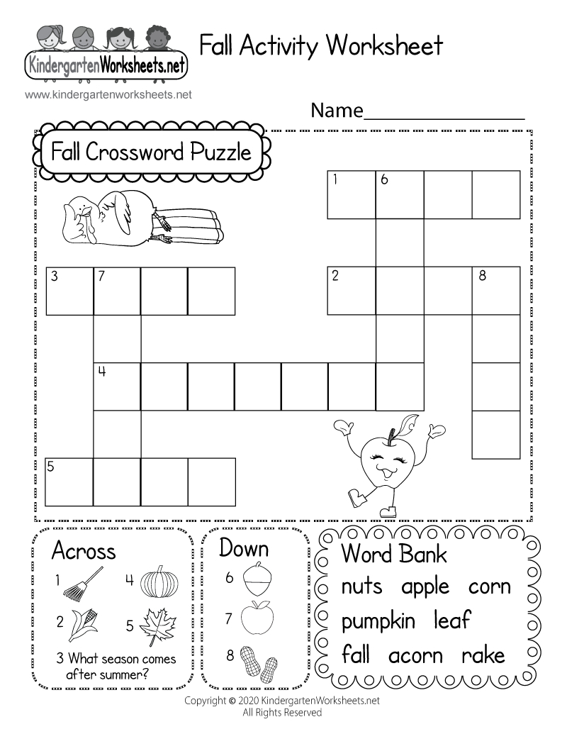 Fall Crossword Puzzle Worksheet - Free Printable, Digital, &amp;amp; Pdf pertaining to Crossword Puzzles For Kids Printable