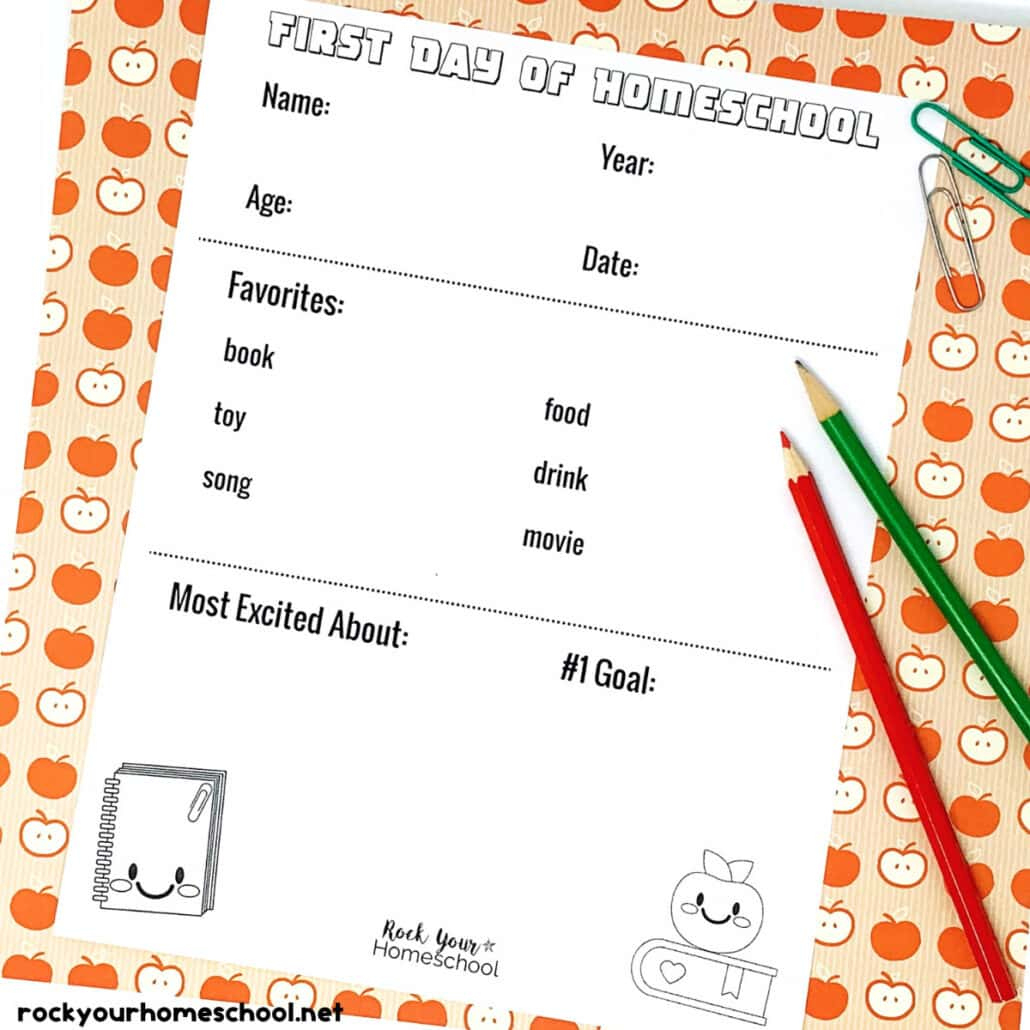 First Day Of Homeschool Printables For Fun Keepsakes (Free) inside Free Printable Worksheets For Homeschooling