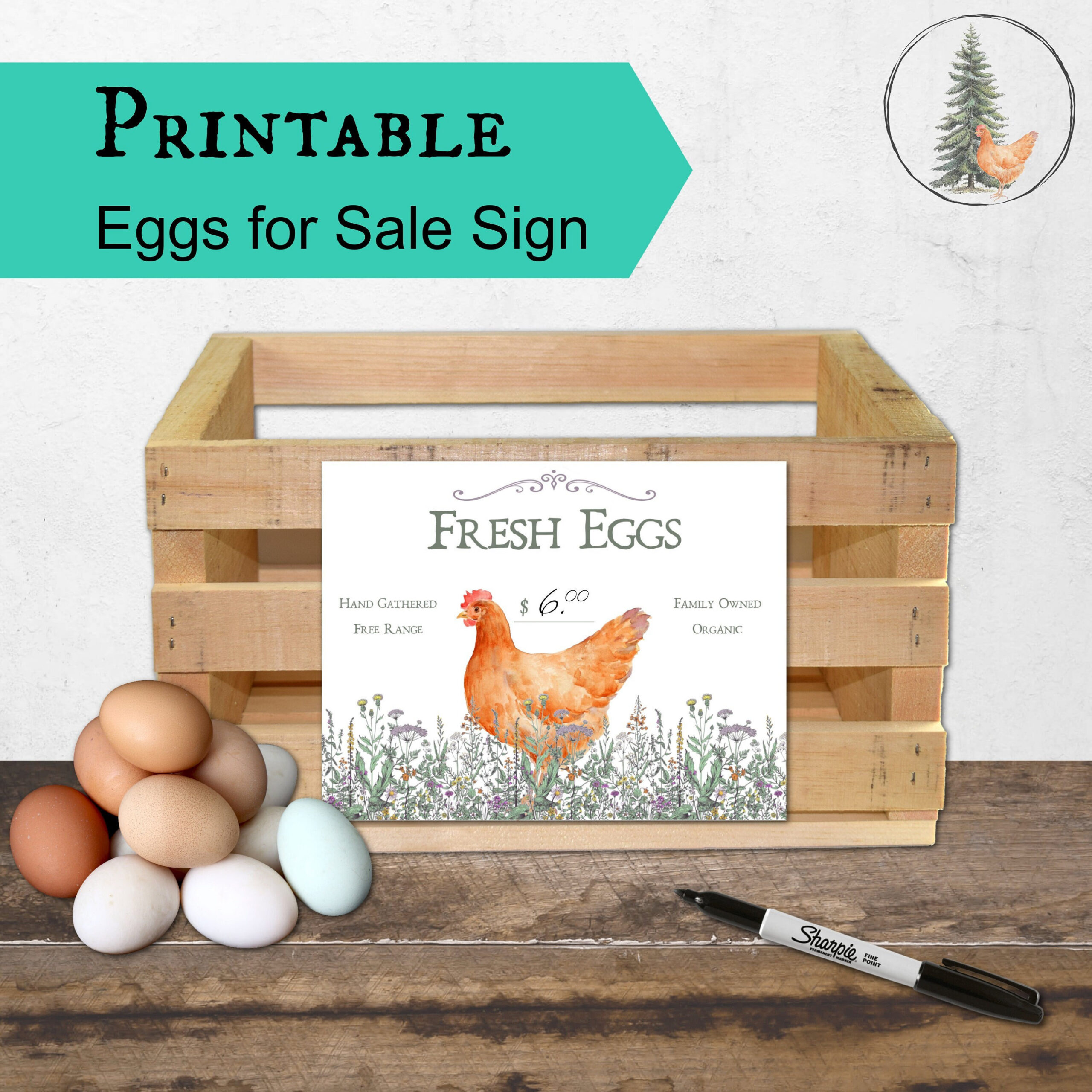Floral Border Eggs For Sale Sign, Digital Download , Includes Jpeg throughout Eggs For Sale Sign Printable