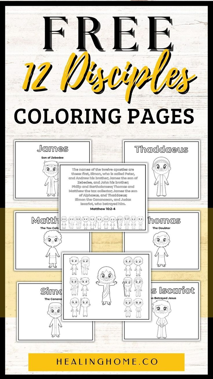 Free 12 Disciples Coloring Pages in Printable 12 Disciples Activity Sheets