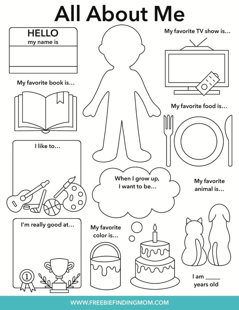 Free All About Me Worksheet for All About Me Worksheet Printable Free