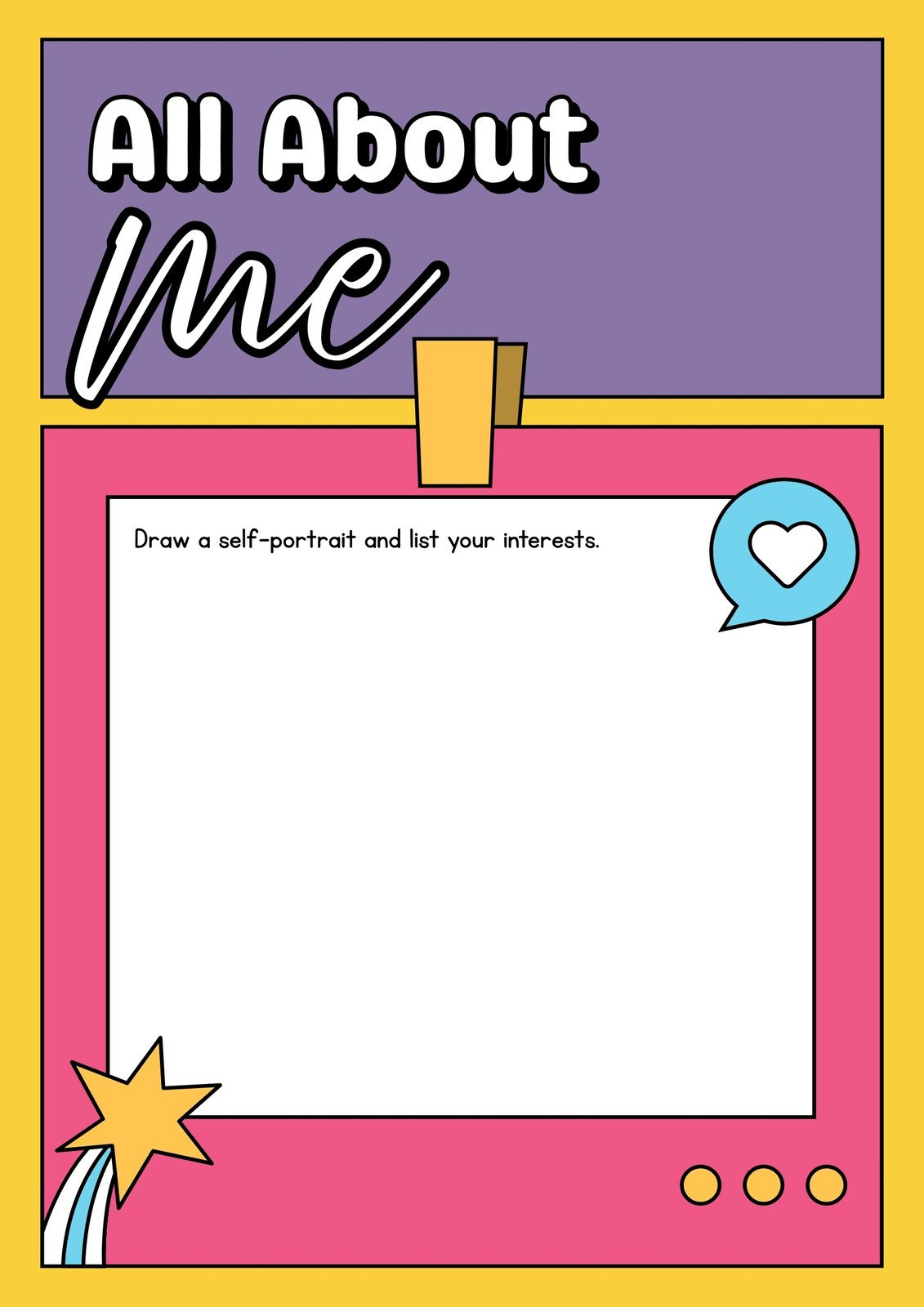 Free And Printable All About Me Worksheet Templates | Canva regarding All About Me Worksheet Printable Free
