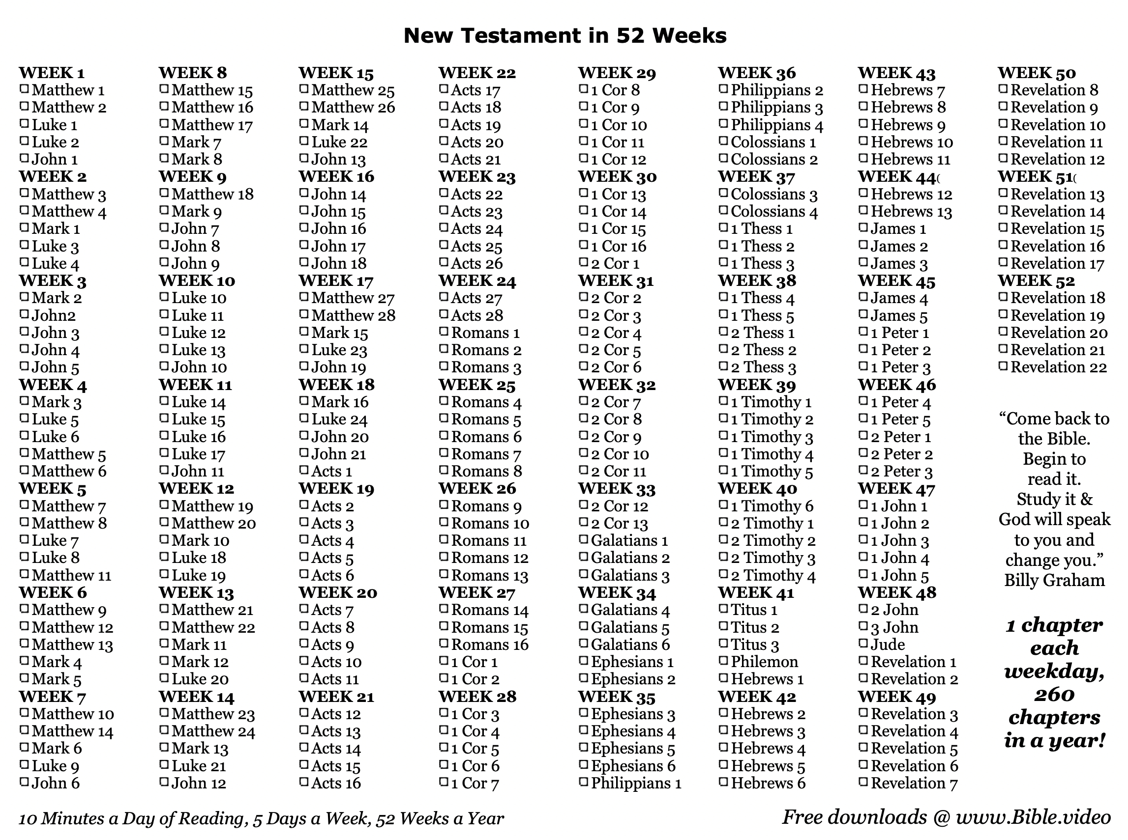Free Bible Reading Plans — South Fork Church within Free Printable Read The Bible In A Year Plan