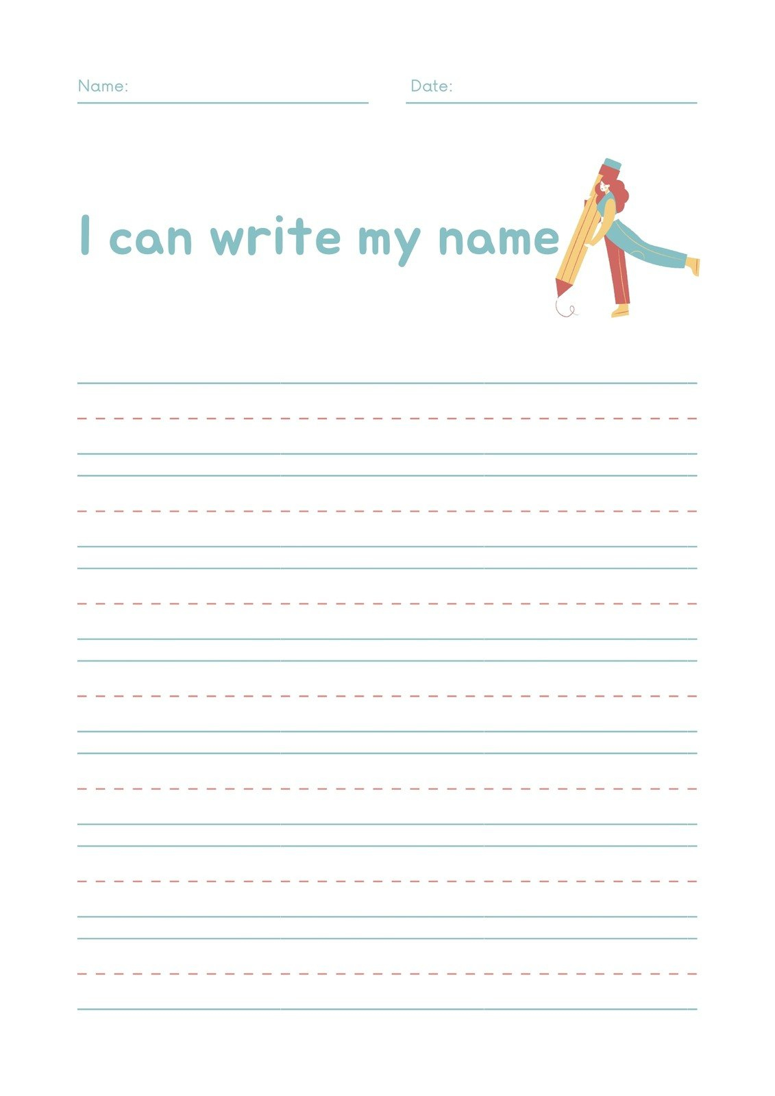 Free Custom Printable Handwriting Worksheet Templates | Canva regarding Handwriting Practice Sheets Free Printable