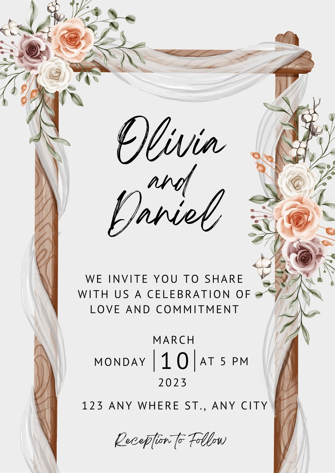 Free Custom Rustic Wedding Invitation Templates | Canva within Free Printable Wedding Card Templates