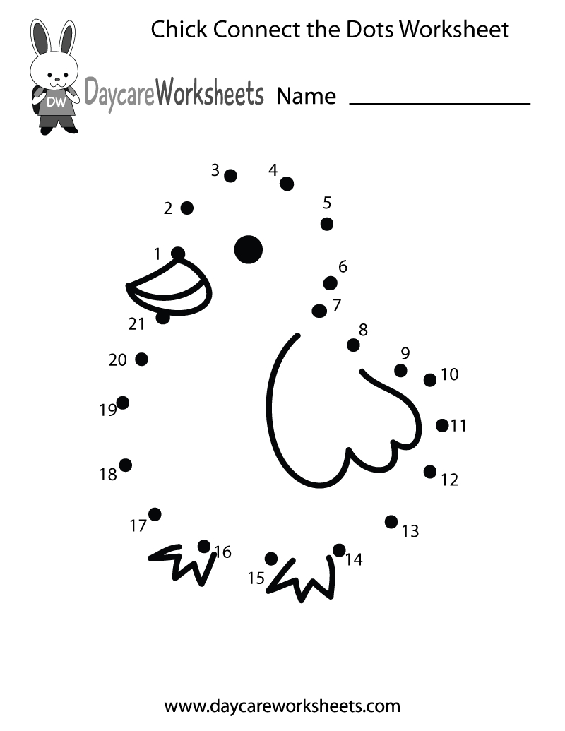 Free Preschool Chick Connect The Dots Worksheet in Printable Dot To Dot Pages