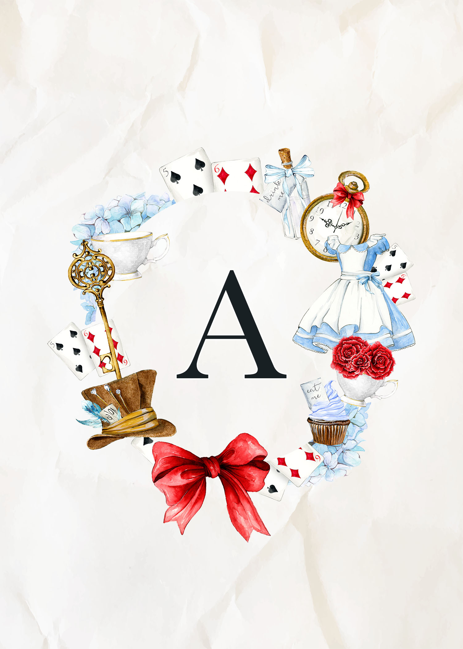 Free Printable Alice In Wonderland Monograms | The Cottage Market with Alice In Wonderland Free Printables