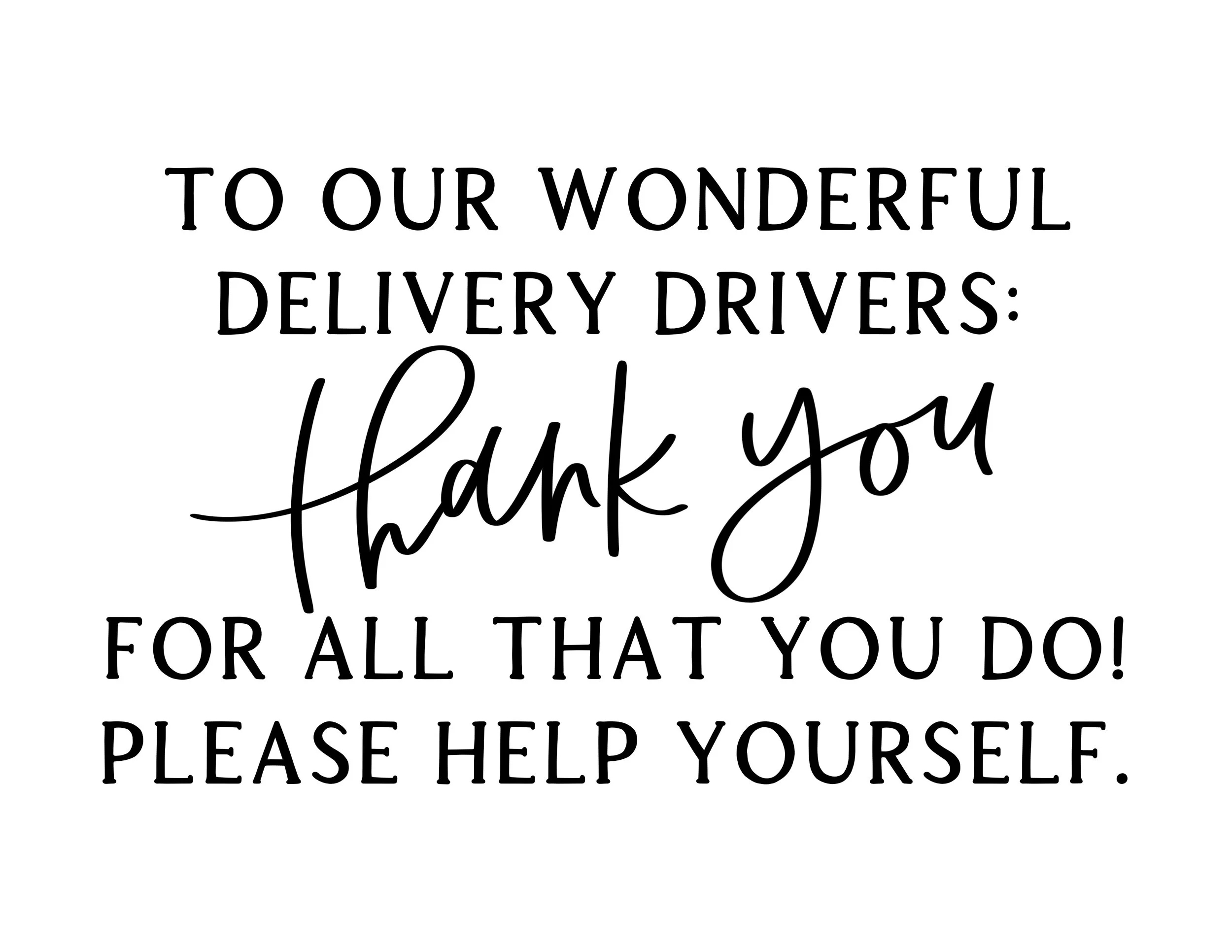 Free Printable — Blog — Grateful Heart Shop regarding Thank You Delivery Drivers Sign Printable Free