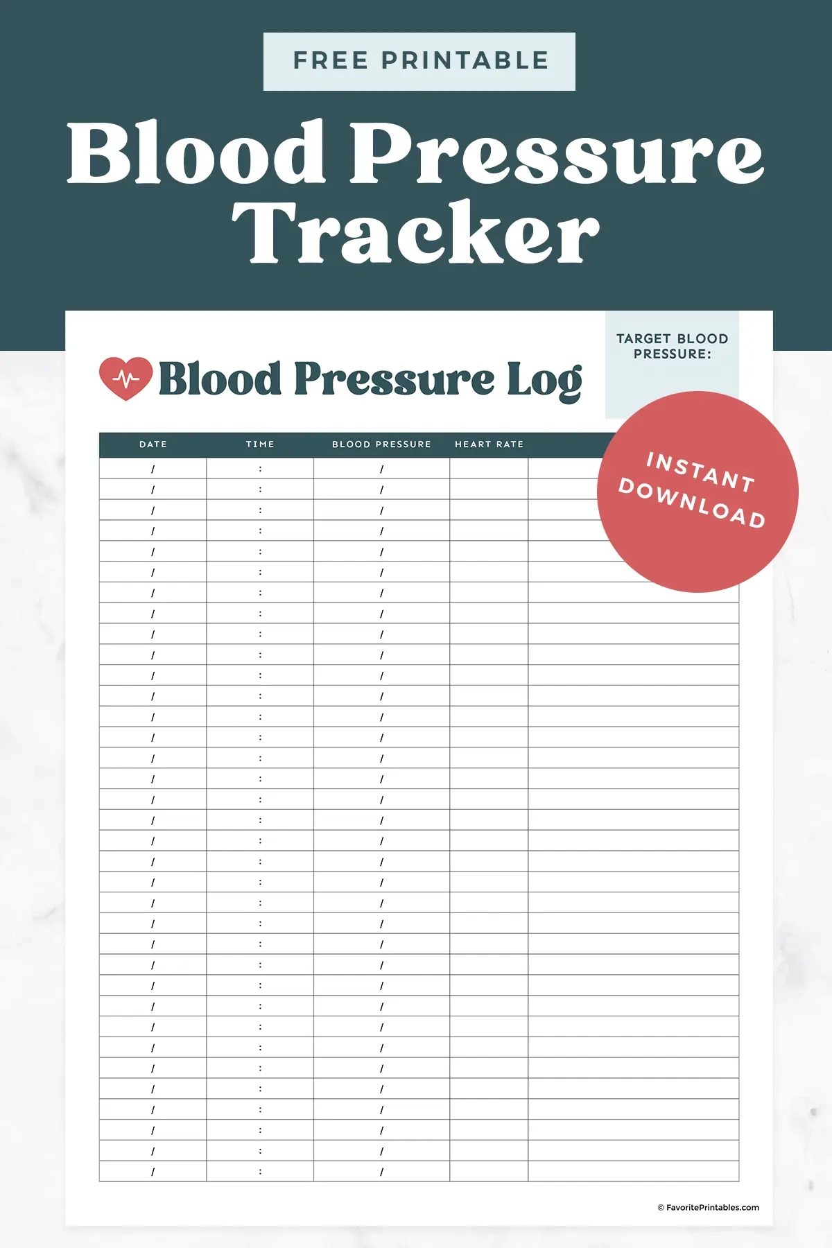 Free Printable Blood Pressure Log - Favorite Printables for American Heart Association Printable Blood Pressure Chart