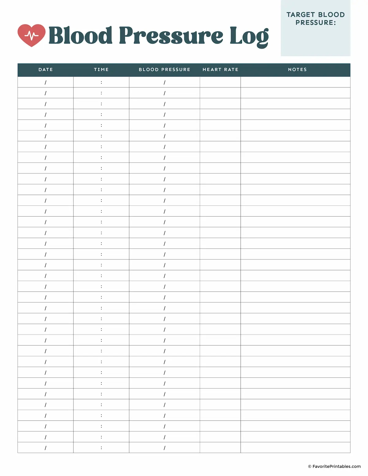 Free Printable Blood Pressure Log - Favorite Printables intended for Free Blood Pressure Chart and Printable Blood Pressure Log