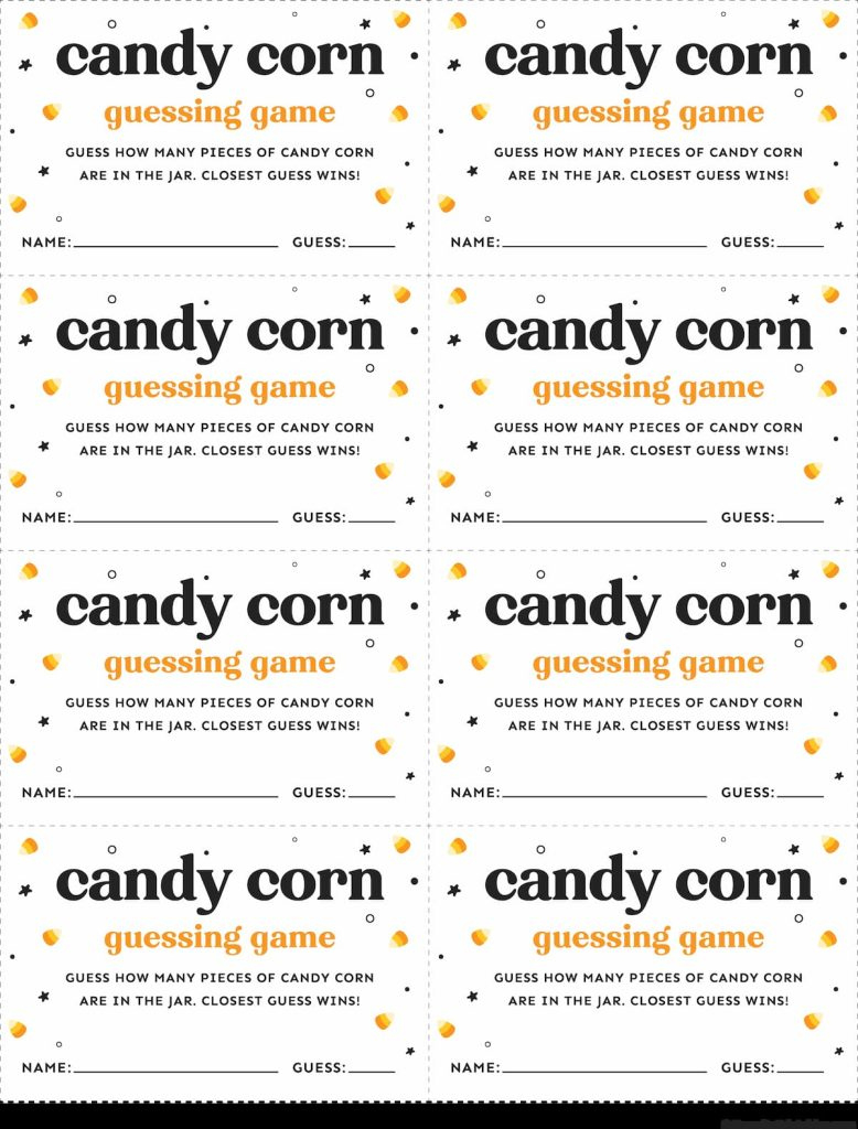 Free Printable Candy Corn Guessing Game Cards - Favorite Printables in Free Printable Candy Guessing Game Sheet