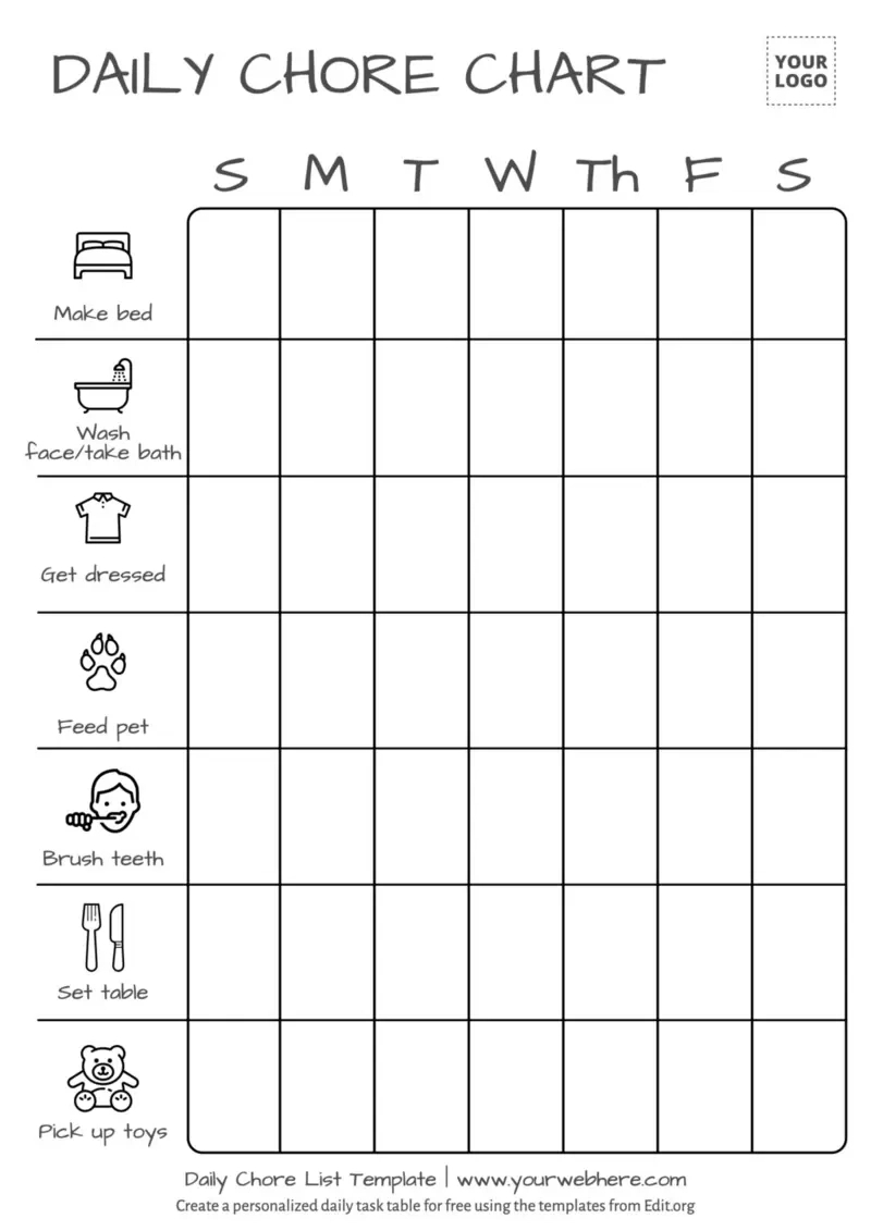 Free Printable Chore List Templates with regard to Free Printable Chore Chart Templates
