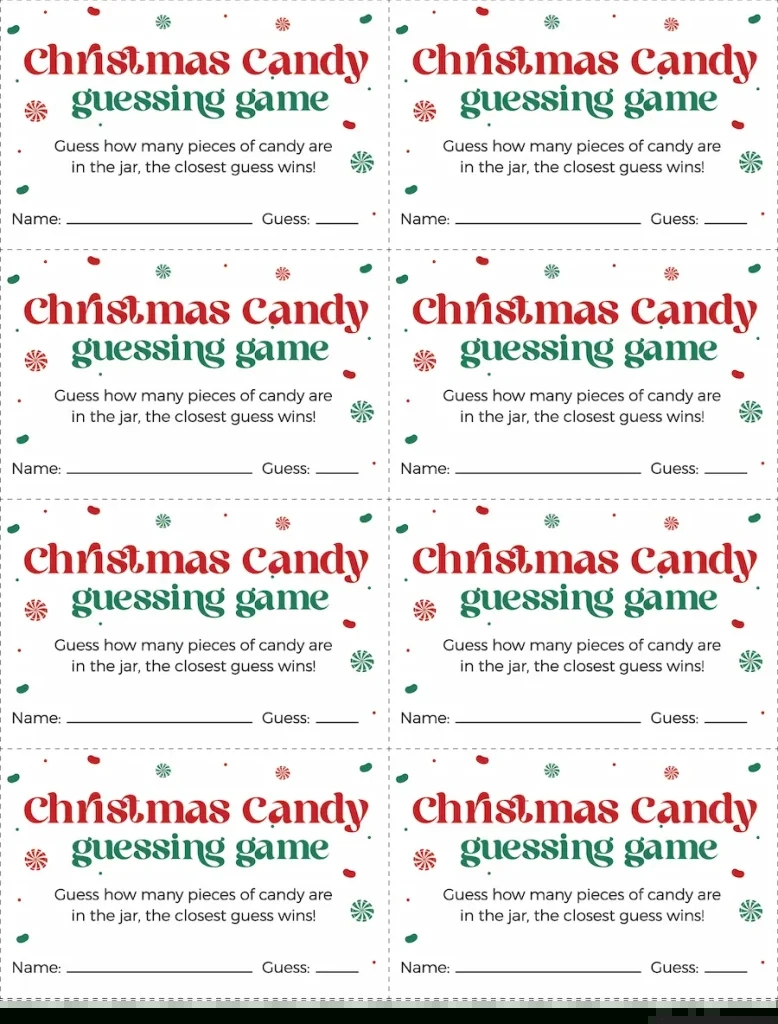 Free Printable Christmas Candy Guessing Game - Favorite Printables throughout Free Printable Candy Guessing Game Sheet