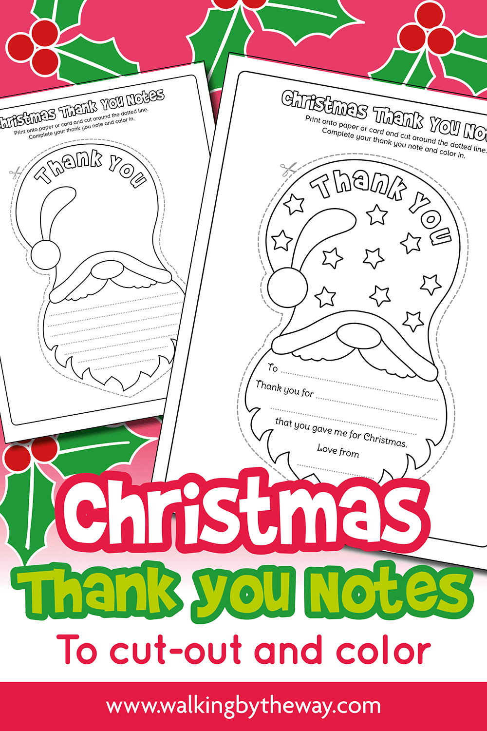 Free Printable Christmas Thank You Notes For Kids - Walkingthe Way with Free Printable Thank You Cards For Christmas