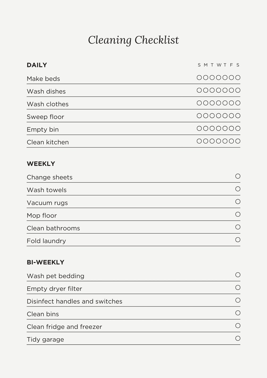 Free Printable Cleaning Checklist Templates | Canva inside Free Printable Cleaning Schedule Template