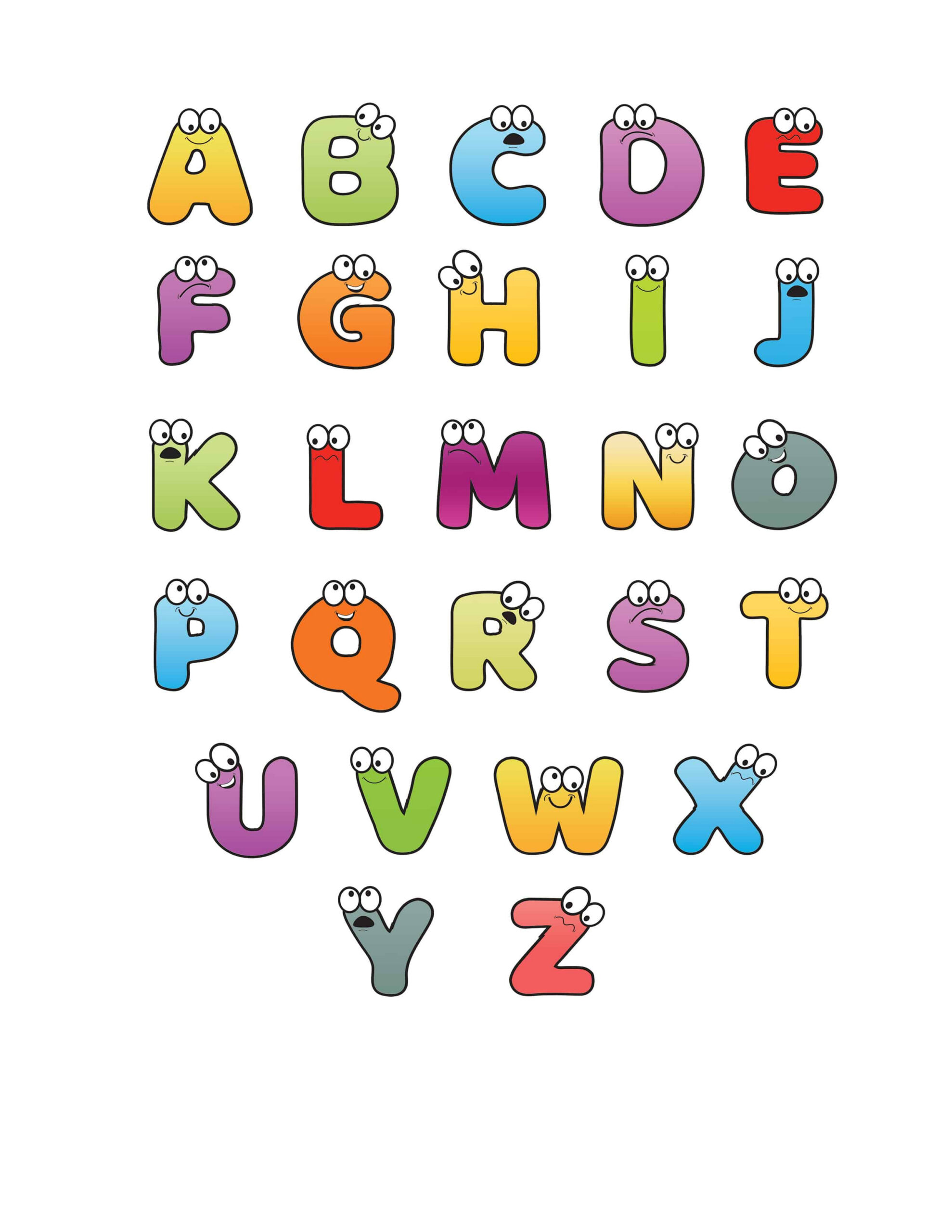 Free Printable Colorful Cartoon Letters Alphabet intended for Free Printable Alphabet Letters