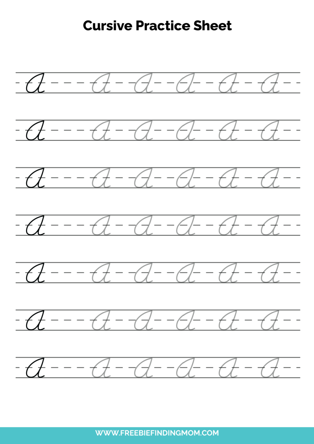 Free Printable Cursive Alphabet Practice Sheets: Capital A with Handwriting Practice Sheets Free Printable