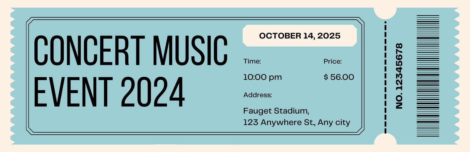 Free, Printable, Customizable Concert Ticket Templates | Canva regarding Free Printable Concert Ticket Template