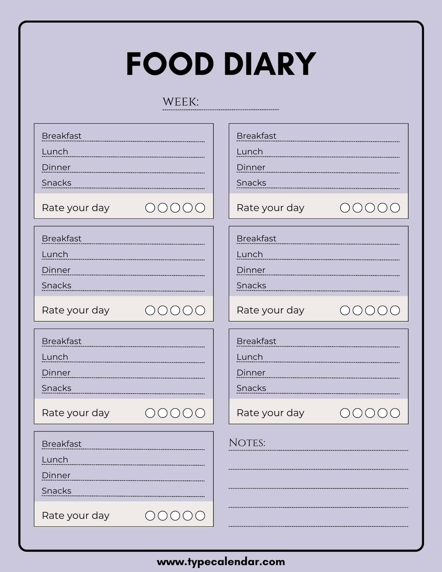 Free Printable Food Diary Templates [Word, Excel, Pdf] within Printable Food Journal Food Diary Template