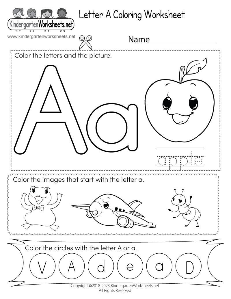 Free Printable Letter A Coloring Worksheet intended for Free Printable Letter a Worksheets For Preschoolers