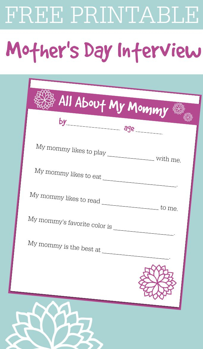 Free Printable Mother&amp;#039;S Day Interview For Kids with Mother&amp;amp;#039;s Day Questionnaire Free Printable