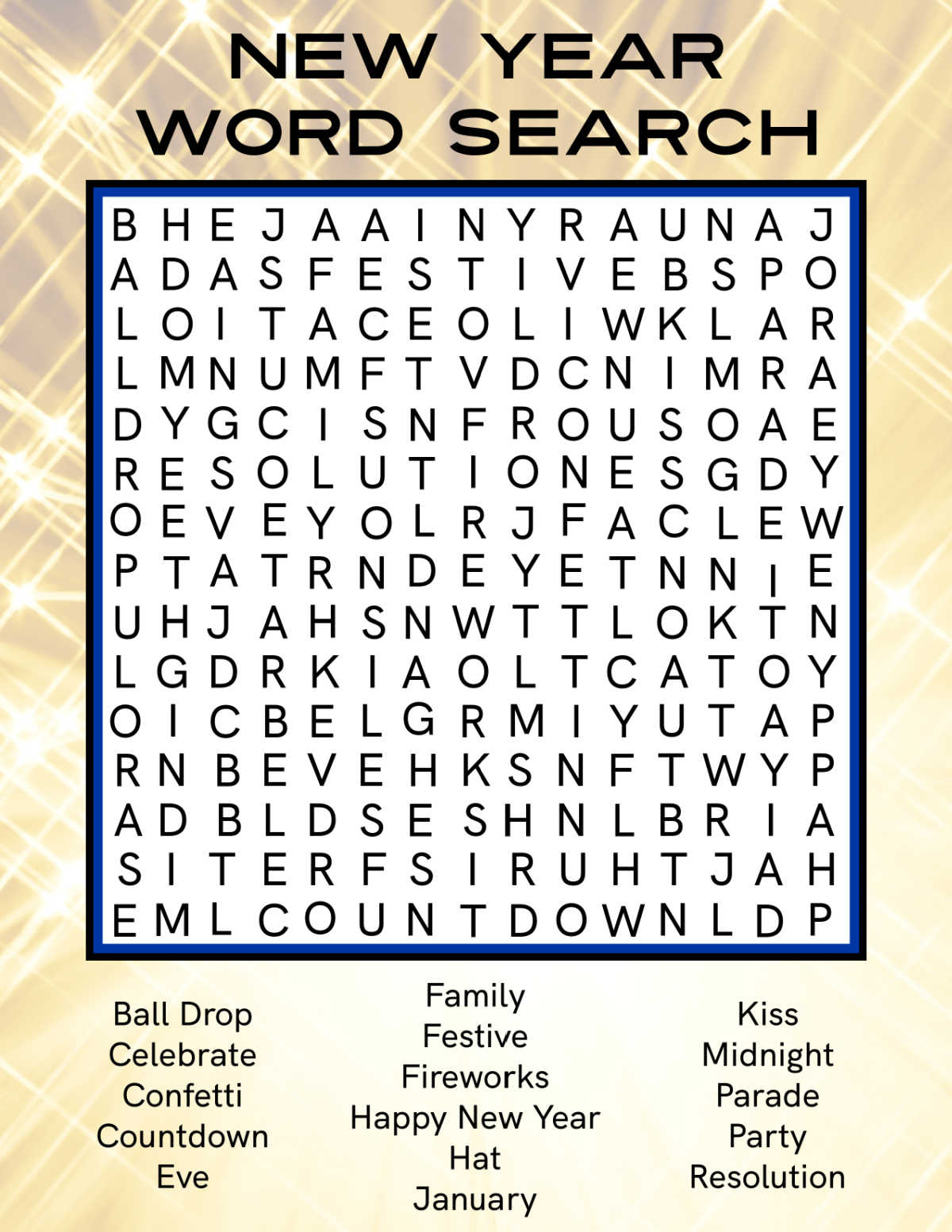 Free Printable New Year Word Search - Mama Likes This regarding New Years Word Search Printable