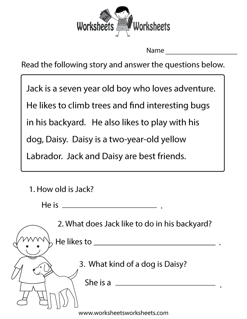 Free Printable Reading Comprehension Practice Worksheet with Free Printable Worksheets Reading Comprehension