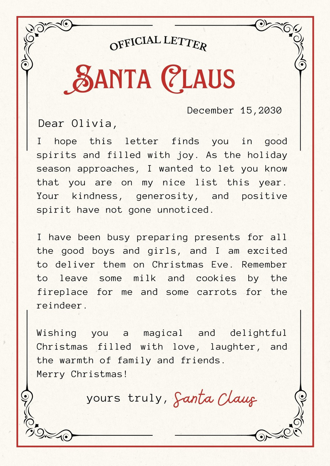 Free Printable Santa Letter Templates You Can Customize | Canva in Letter To Father Christmas Free Printable