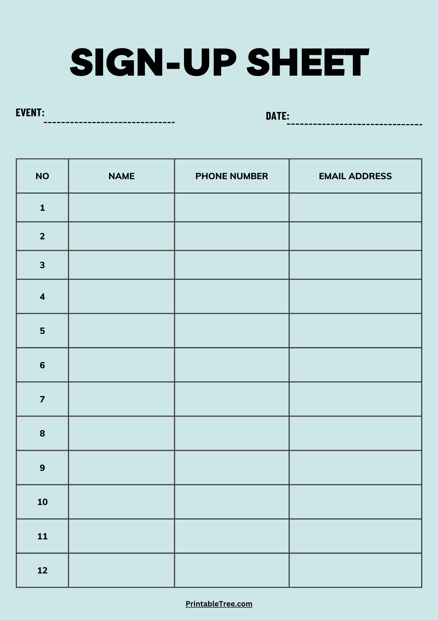Free Printable Sign-Up And Sign-In Sheet Pdf Templates for Printable Sign Up Sheet Free