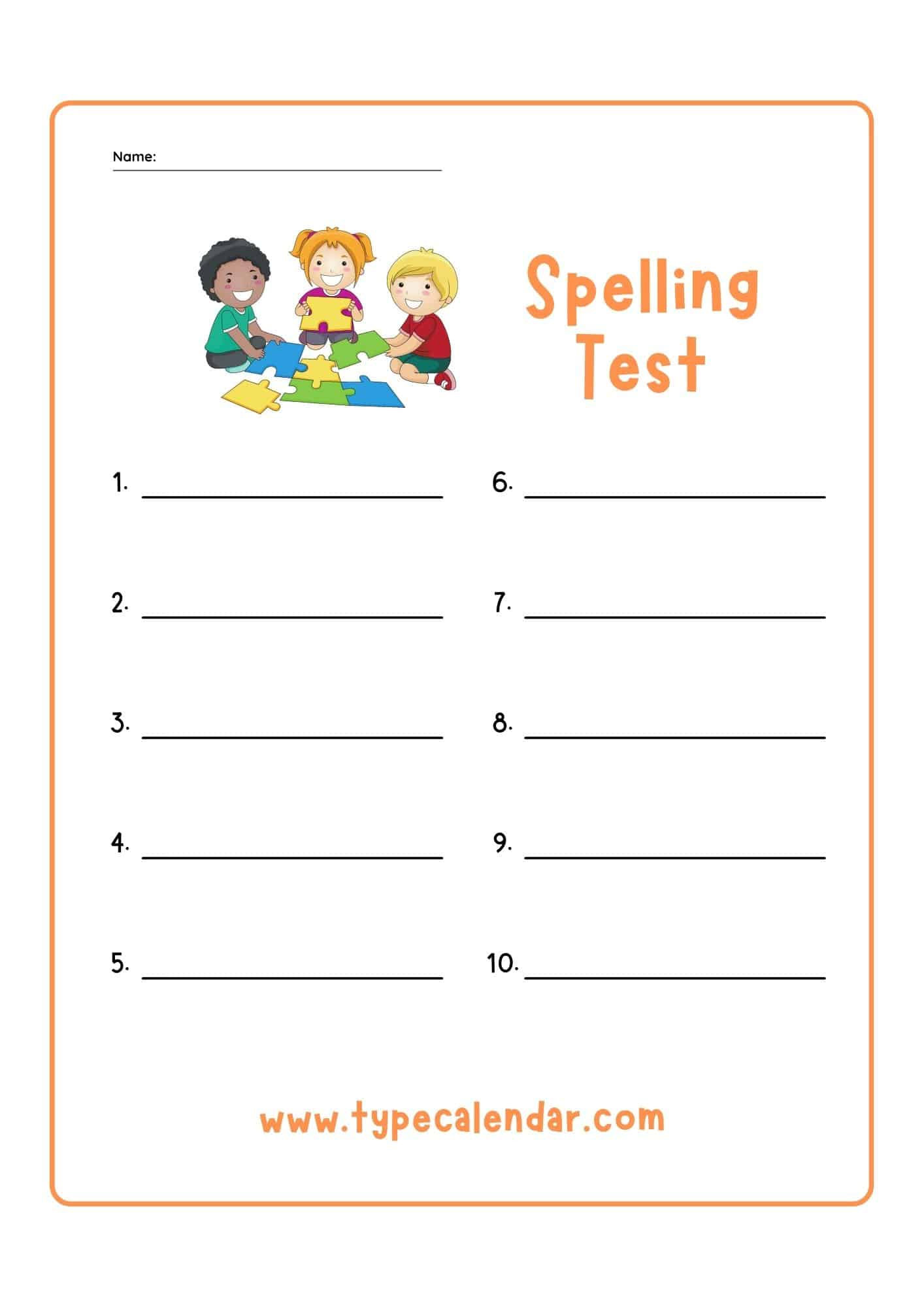 Free Printable Spelling Test Templates [Pdf] 10, 15, 20, 25 Words in Free Printable Spelling Test Template