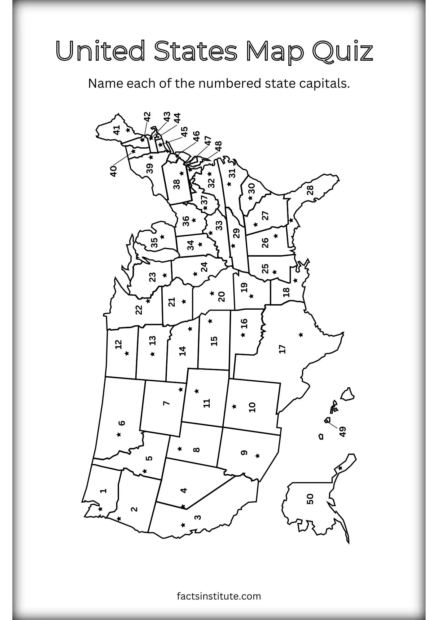 Free Printable Us States And Capitals Map (&amp;amp; Other Goodies) - The pertaining to 50 States and Capitals Quiz Printable