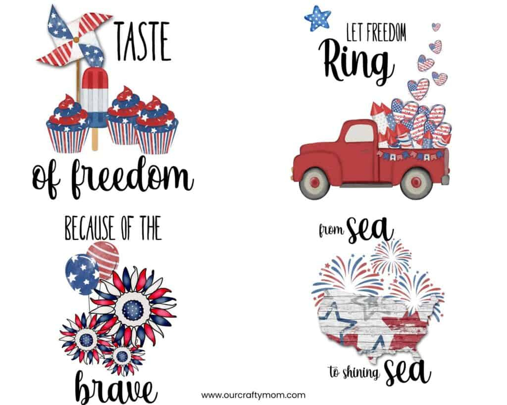 Free Printable Wall Art For 4Th Of July (Set Of 4 With Little Red inside 4th of July Free Printables