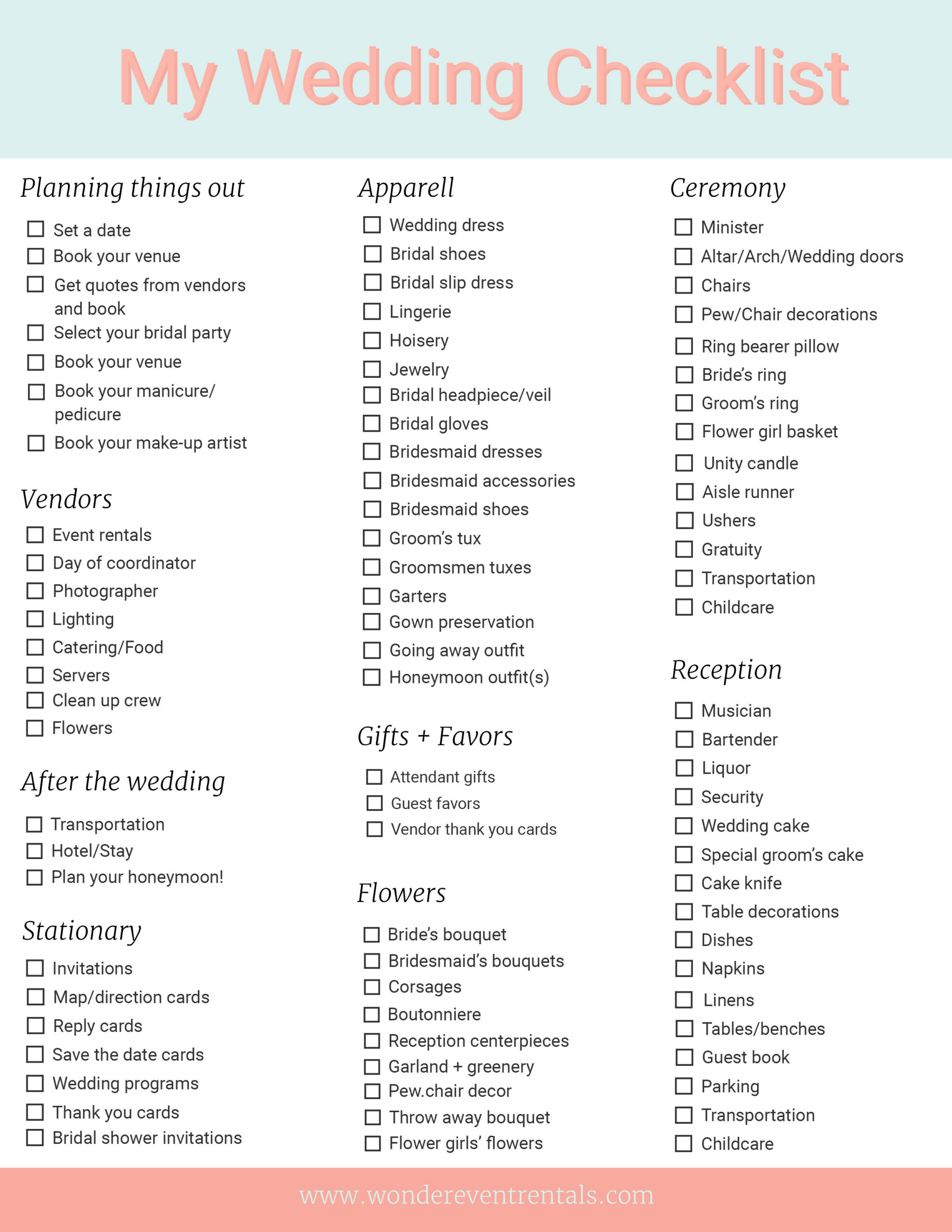 Free Printable Wedding Checklist - Worksheets Library with regard to Wedding Planner Printable Checklist Free