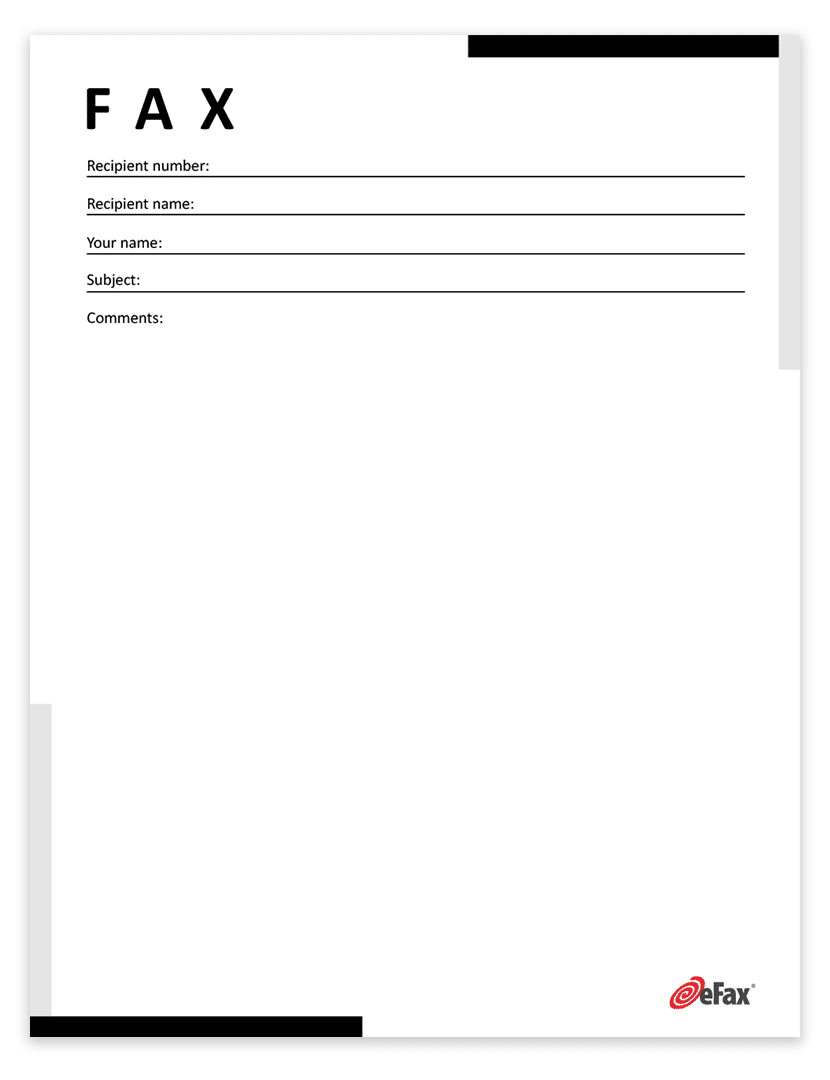 Free Simple Fax Cover Sheets | Efax intended for Generic Fax Cover Sheet Printable