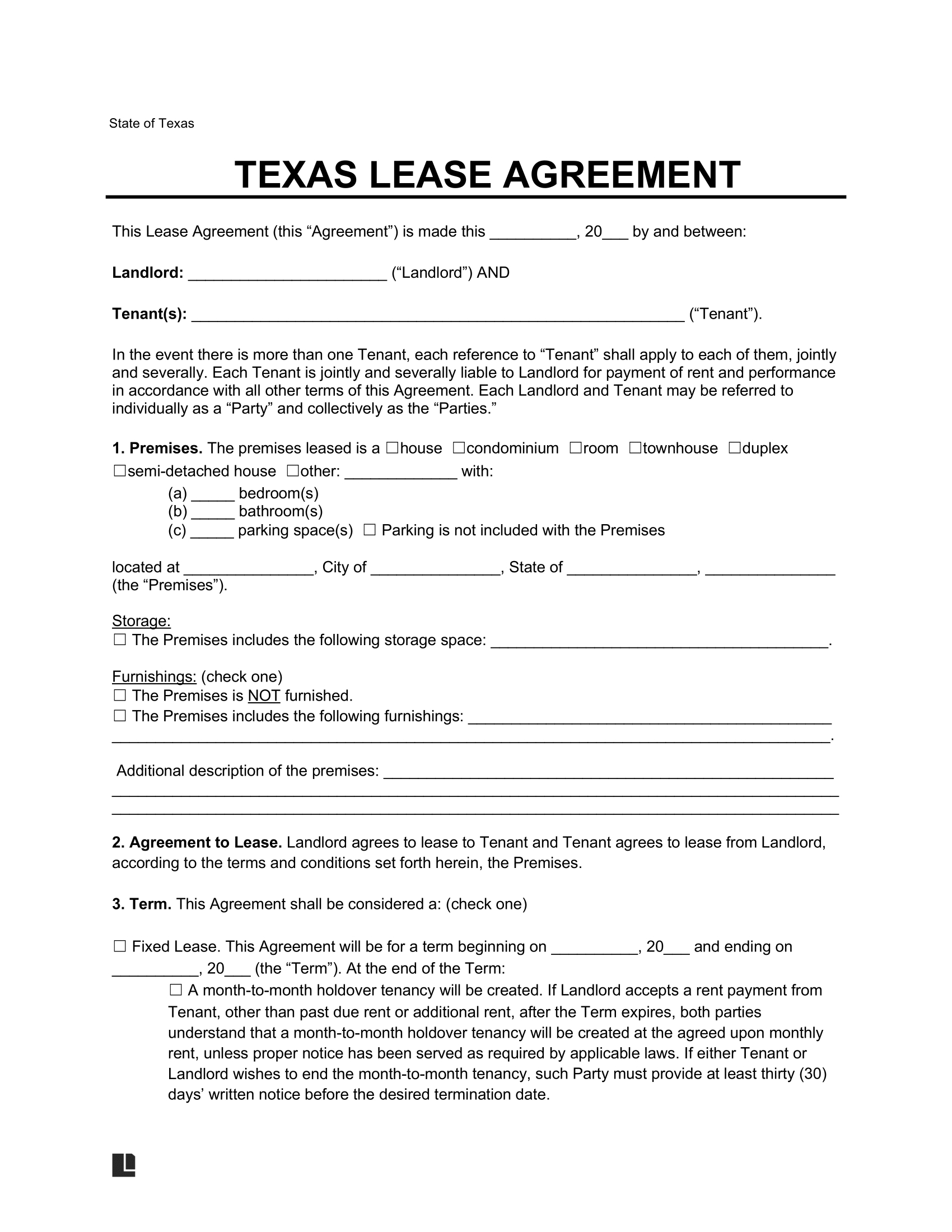 Free Texas Lease Agreement Templates | Pdf &amp;amp; Word in Free Printable Lease Agreement Texas