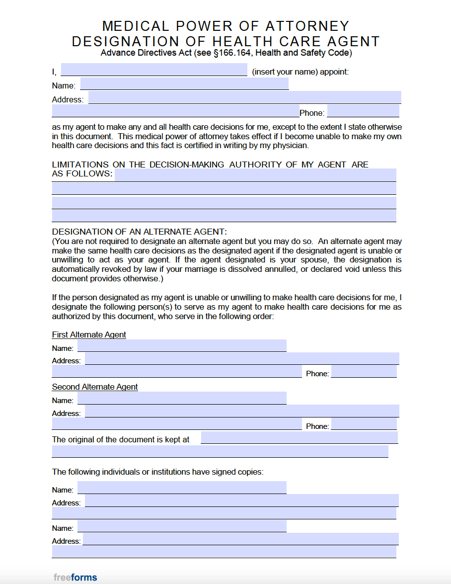 Free Texas Medical Power Of Attorney Form | Pdf with regard to Printable Medical Power of Attorney Form