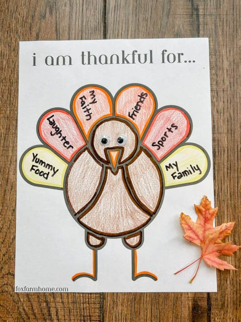 Free Thanksgiving "I Am Thankful For" Printable - Fox Farm Home in Free Printable Crafts For Thanksgiving