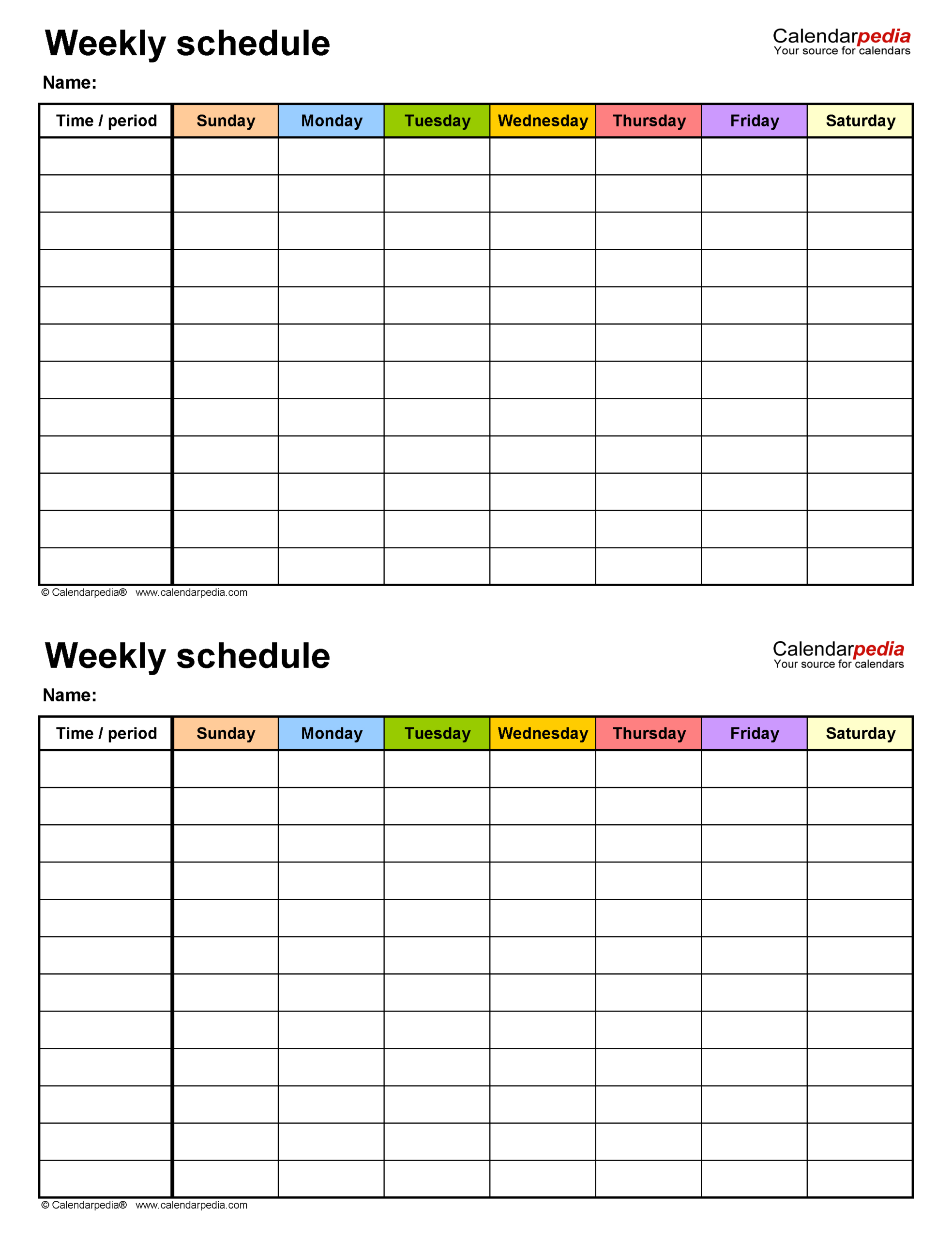 Free Weekly Schedules For Pdf - 24 Templates with Printable Weekly Work Schedule Template
