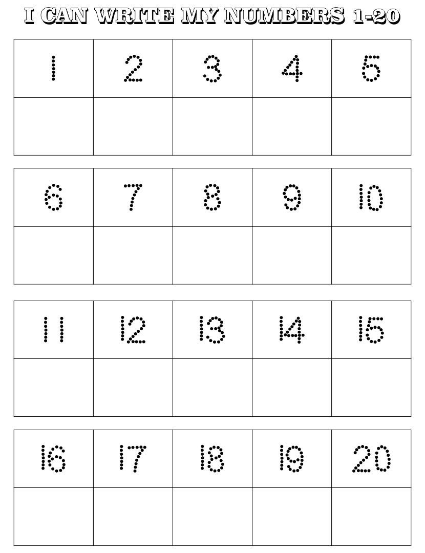 Free Writing Numbers 1 20 Printable Worksheet, Download Free in Printable Number Writing Practice 1-20