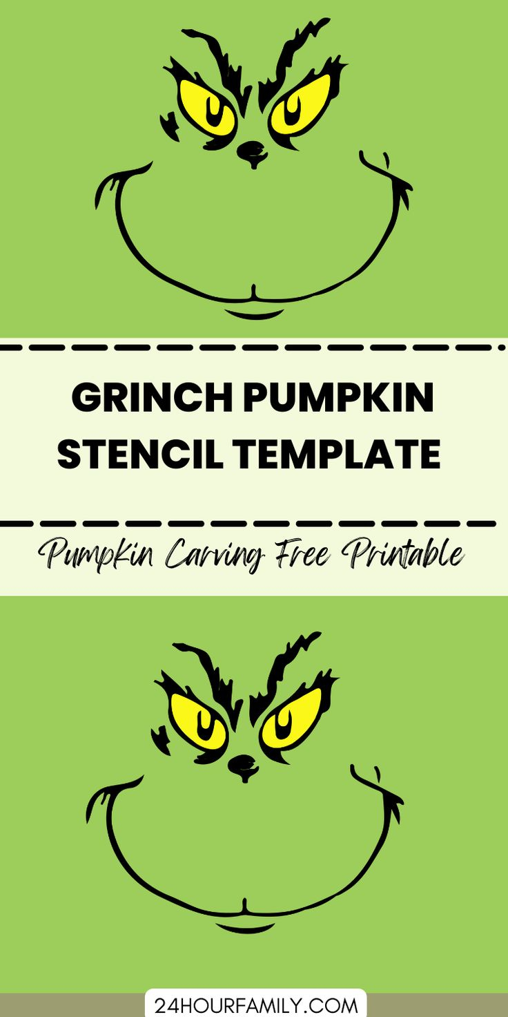 Grinch Pumpkin Carving Template (Free Printable) intended for Grinch Face Stencil Free Printable