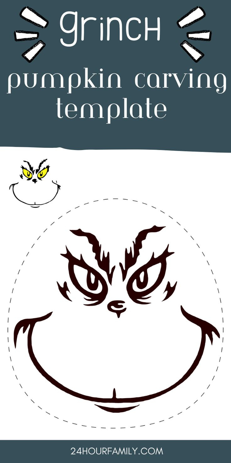 Grinch Pumpkin Carving Template (Free Printable) regarding Grinch Face Stencil Free Printable