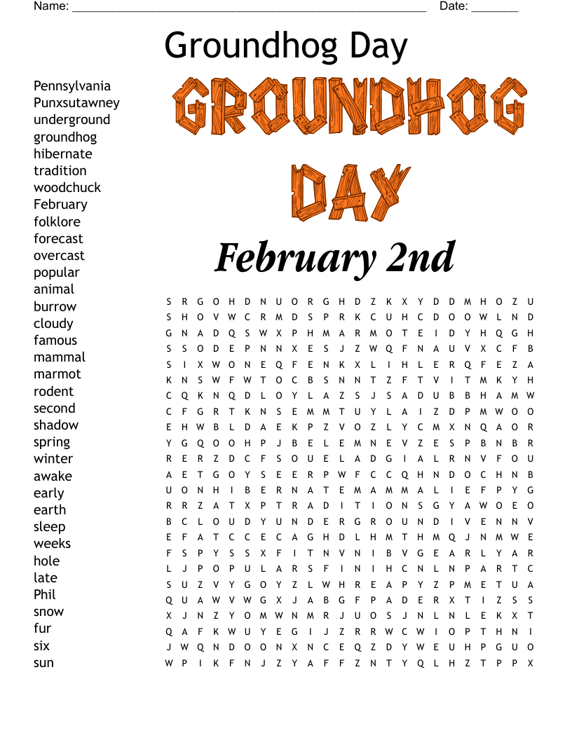 Groundhog Day Word Search - Wordmint in Groundhog Day Word Search Printable